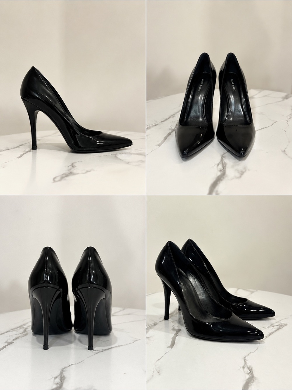 Stuart Weitzman Black Patent Pointed-Toe Pumps